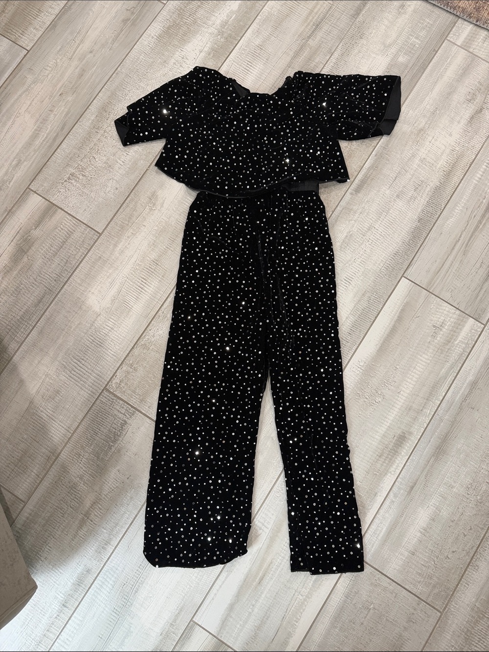 Zara Black Sparkle Wide-Leg Jumpsuit